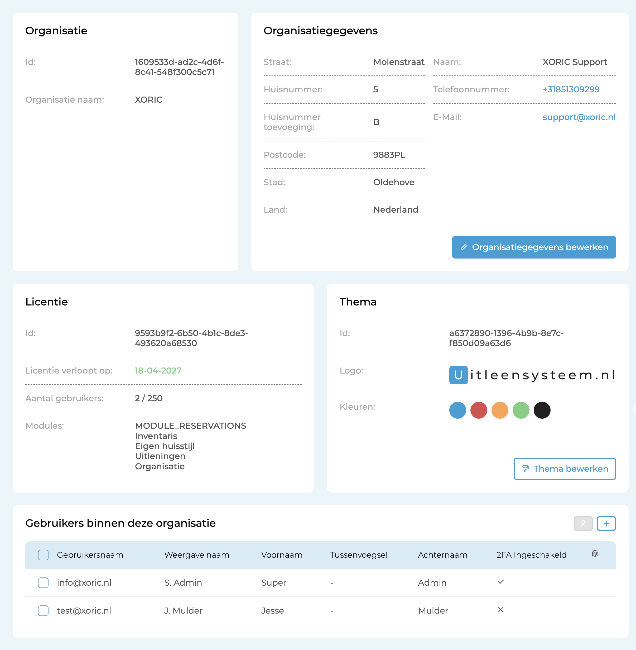 Mijn organisatie